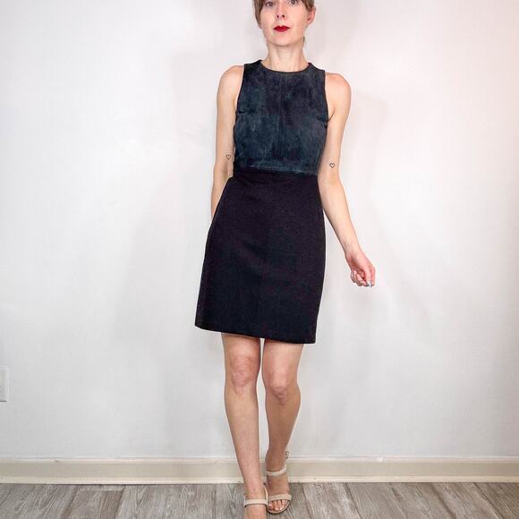 THEORY Jinxil K lamb leather suede mini dress bodycon classic 3079 - Picture 12 of 12